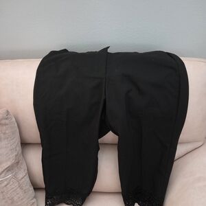 Black Pants with Lace Trim